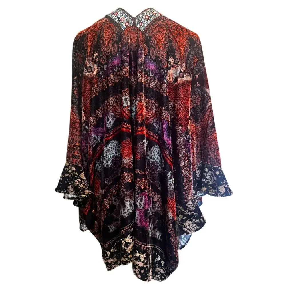 Soft Surroundings Nigella Velvet Ruana Kimono Shawl NWT One Size Boho Burnout
